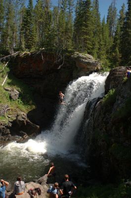 people jumping into Moose Fals
