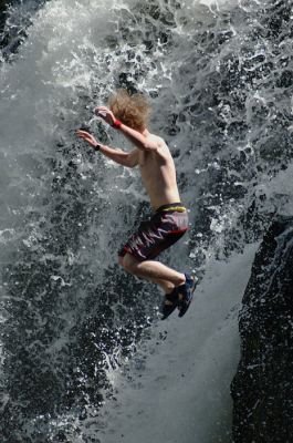 people jumping into Moose Fals
