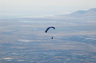 Paraglider above the city
